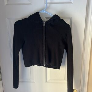 Brandy Melville Charcoal Ribbed Hoodie